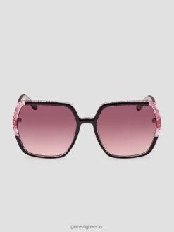GUESS γυναίκες glitter τετράγωνα πλαστικά γυαλιά ηλίου μαύρος αξεσουάρ J46DJ3723