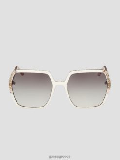 GUESS γυναίκες glitter τετράγωνα πλαστικά γυαλιά ηλίου άσπρο αξεσουάρ J46DJ3728