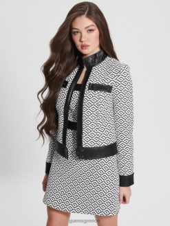 GUESS γυναίκες greta γεωμετρικό σακάκι geo logo jqd λευκό/μαύρο ενδύματα J46DJ1942