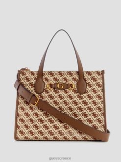 GUESS γυναίκες izzy ζακάρ λογότυπο tote καφέ πολυ σακούλες J46DJ2782