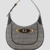GUESS γυναίκες izzy raffia hobo bag μαύρο γυαλιστερό νικέλιο σακούλες J46DJ3044