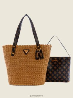 GUESS γυναίκες lilica shopper tote καφέ πολυ σακούλες J46DJ3104
