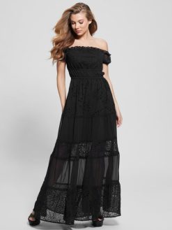 GUESS γυναίκες maxi φόρεμα eco zena μαύρος ενδύματα J46DJ340