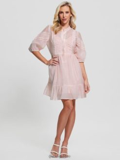 GUESS γυναίκες mia φόρεμα με μείγμα μεταξιού ήρεμο ροζ μούλτι ενδύματα J46DJ501