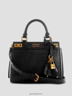 GUESS γυναίκες mini τσαντάκι katey lizard μαύρο φλοράλ στάμπα σακούλες J46DJ3259