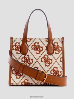 GUESS γυναίκες Mini tote σε καμβά κεντημένο silvana πλύση ψαμμίτη σακούλες J46DJ3079