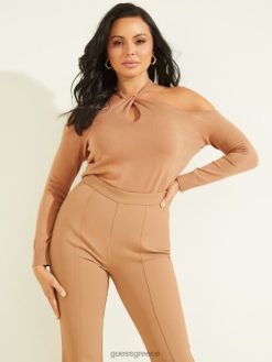 GUESS γυναίκες priya πουλόβερ με κρύο ώμο καφέ shiitake ενδύματα J46DJ1427