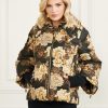 GUESS γυναίκες sharon puffer jacket μετά από σκούρο φλοράλ στάμπα ενδύματα J46DJ1946