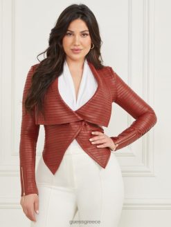 GUESS γυναίκες shayna drape δερμάτινο μπουφάν μαρμελάδα σκούρα κόκκινη ενδύματα J46DJ1913