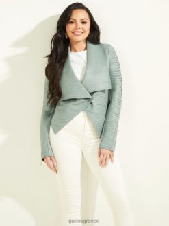 GUESS γυναίκες shayna drape δερμάτινο μπουφάν σχιστόλιθος γκρι ενδύματα J46DJ1916