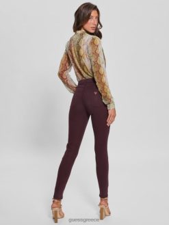 GUESS γυναίκες Skinny τζιν του 1981 με επικάλυψη μπορντό απόχρωση multi ενδύματα J46DJ258