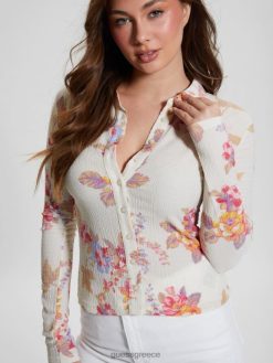 GUESS γυναίκες tessa smocked top ανθίζει η καταλίνα ενδύματα J46DJ949