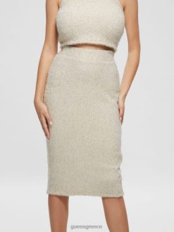 GUESS γυναίκες tinsley fuzzy πουλόβερ φούστα κρεμ λευκό μούλτι ενδύματα J46DJ2300