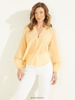 GUESS γυναίκες top ryan voile ελαφρώς ροδακινί πολυ ενδύματα J46DJ1662