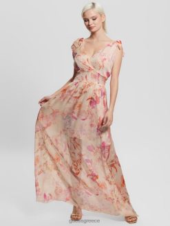 GUESS γυναίκες Venus smocked maxi φόρεμα ανακτημένος ρομαντισμός ενδύματα J46DJ602