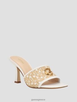 GUESS γυναίκες yana straw g λογότυπο mules με τακούνι ελαφρύ φυσικό 110 είδη υπόδησης J46DJ3394